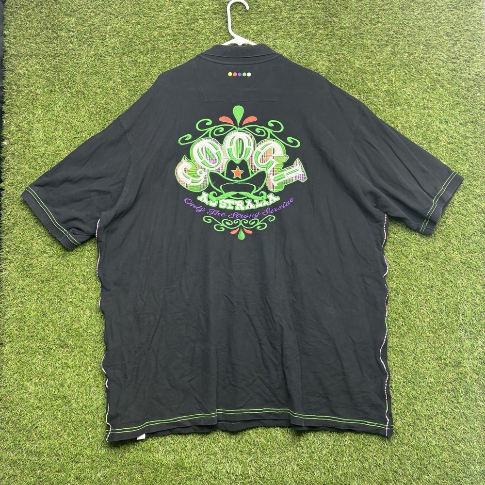 Vintage Coogi Polo Shirt Mens 4XL Black Embroidered Casual Preppy 2000s y2k